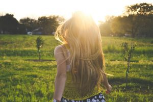 Woman in a field women and accountability to overcome porn